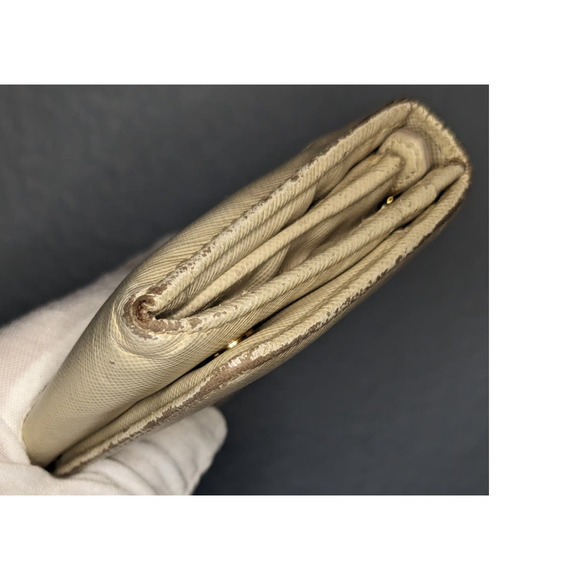 Prada Saffiano Leather Long Bifold Wallet Off White Authentic - Picture 16 of 16